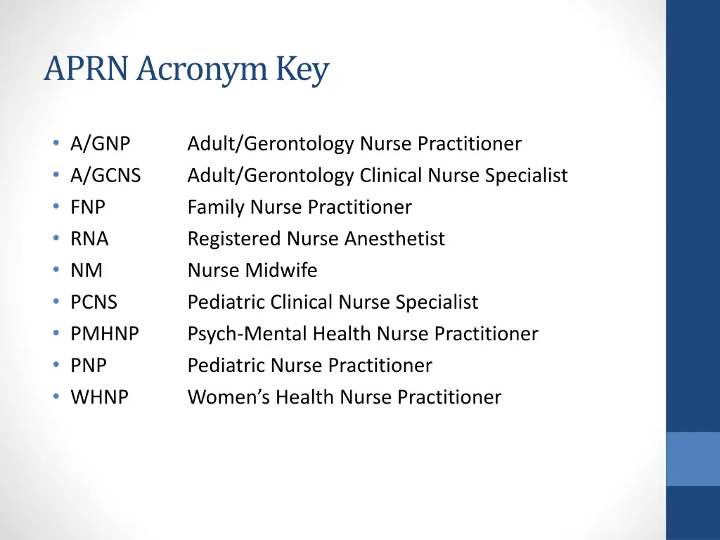 aprn acronym key