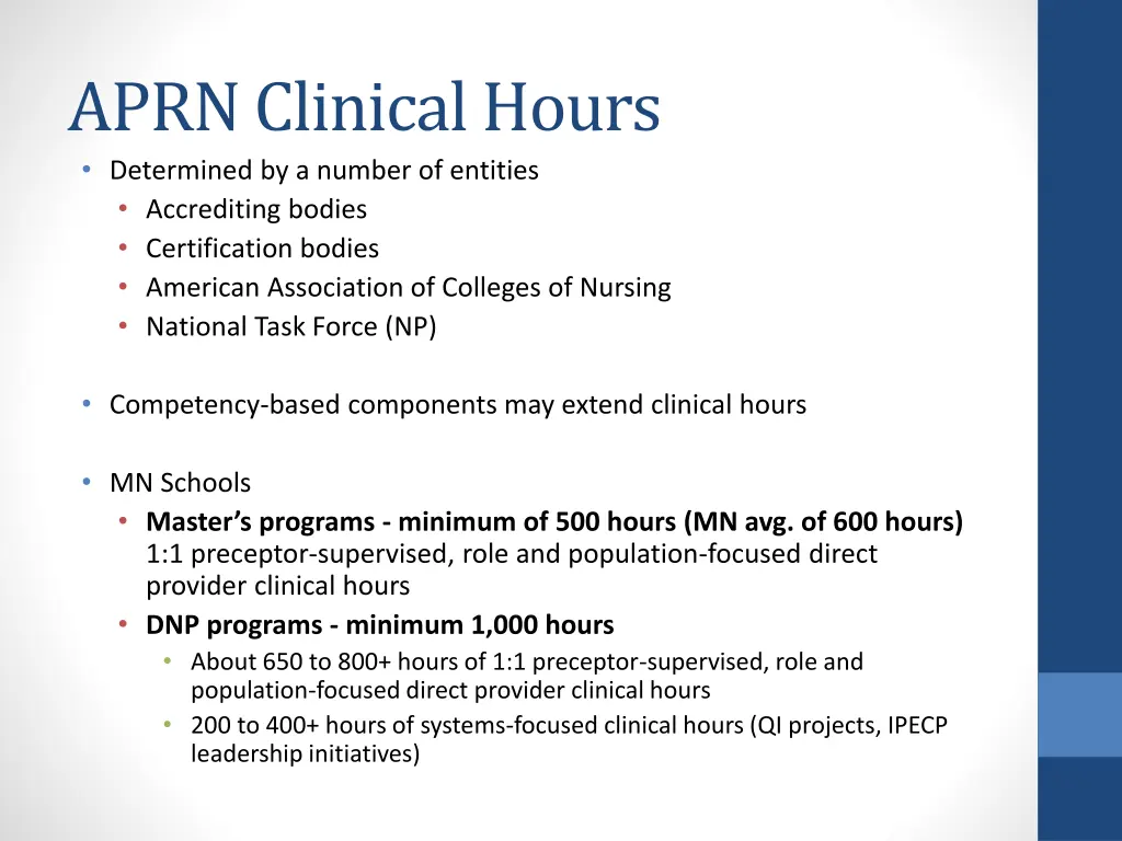aprn clinical hours determined by a number