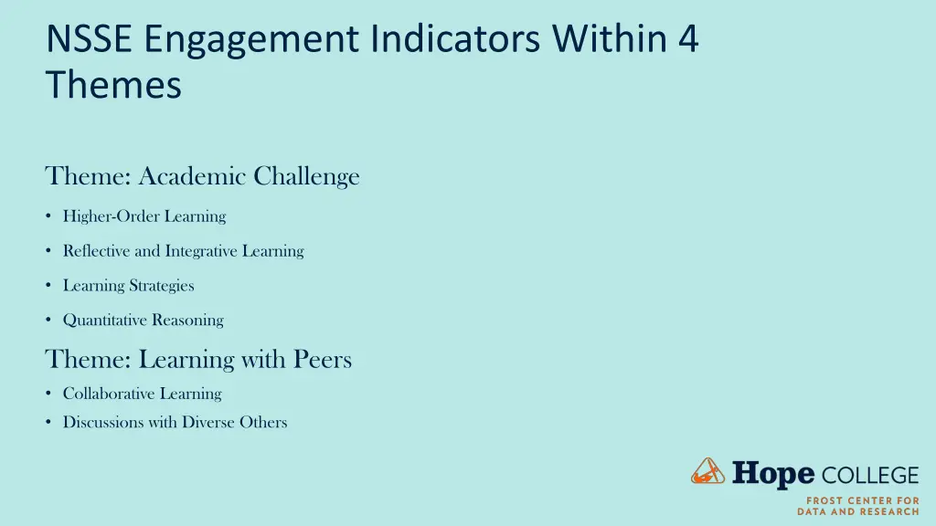 nsse engagement indicators within 4 themes