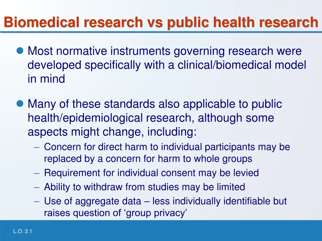 biomedical research vs public health research
