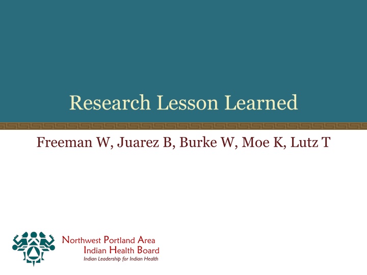 research lesson learned