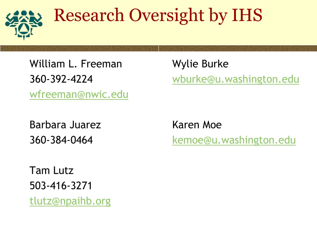 research oversight by ihs