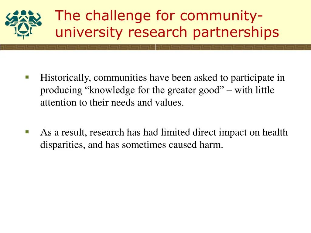 the challenge for community university research