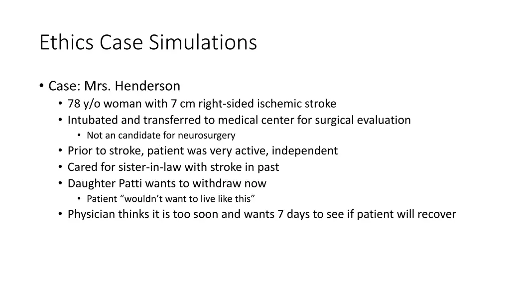 ethics case simulations