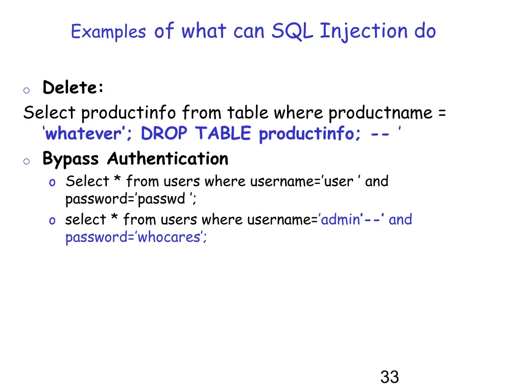 examples of what can sql injection do