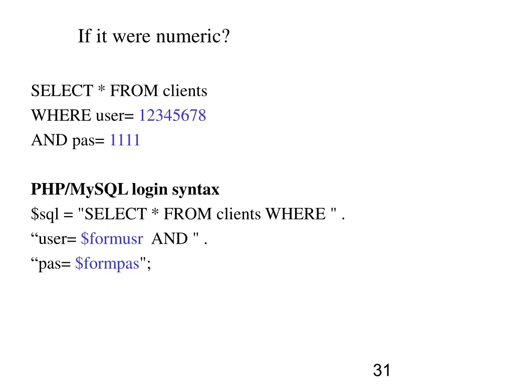 if it were numeric