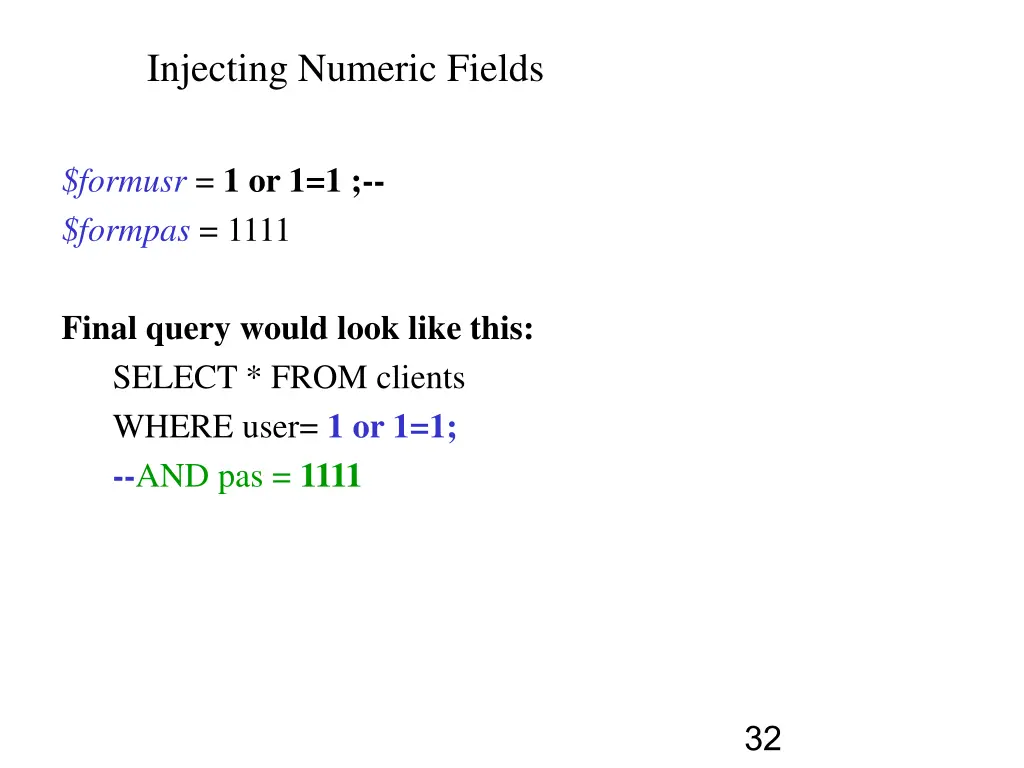 injecting numeric fields