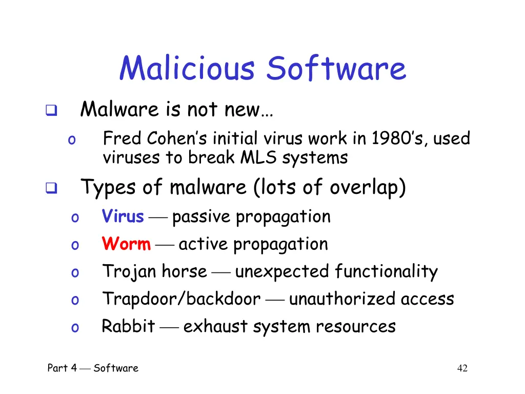 malicious software malware is not new fred cohen