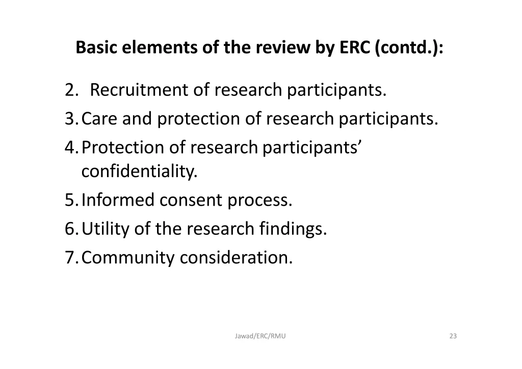 basic elements of the review by erc contd 1