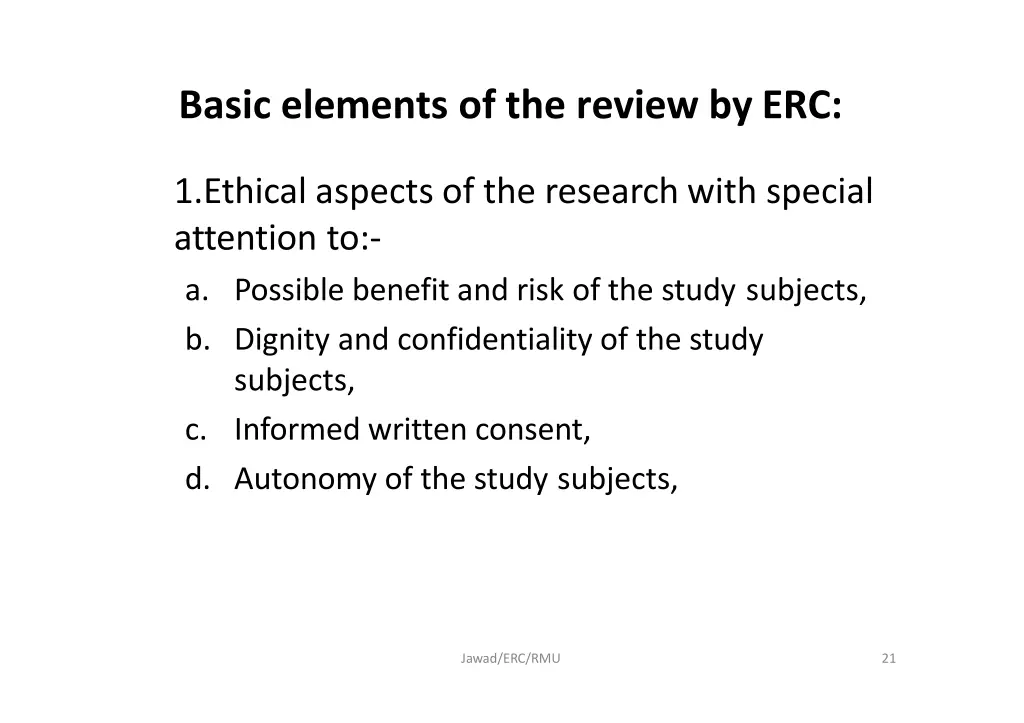 basic elements of the review by erc