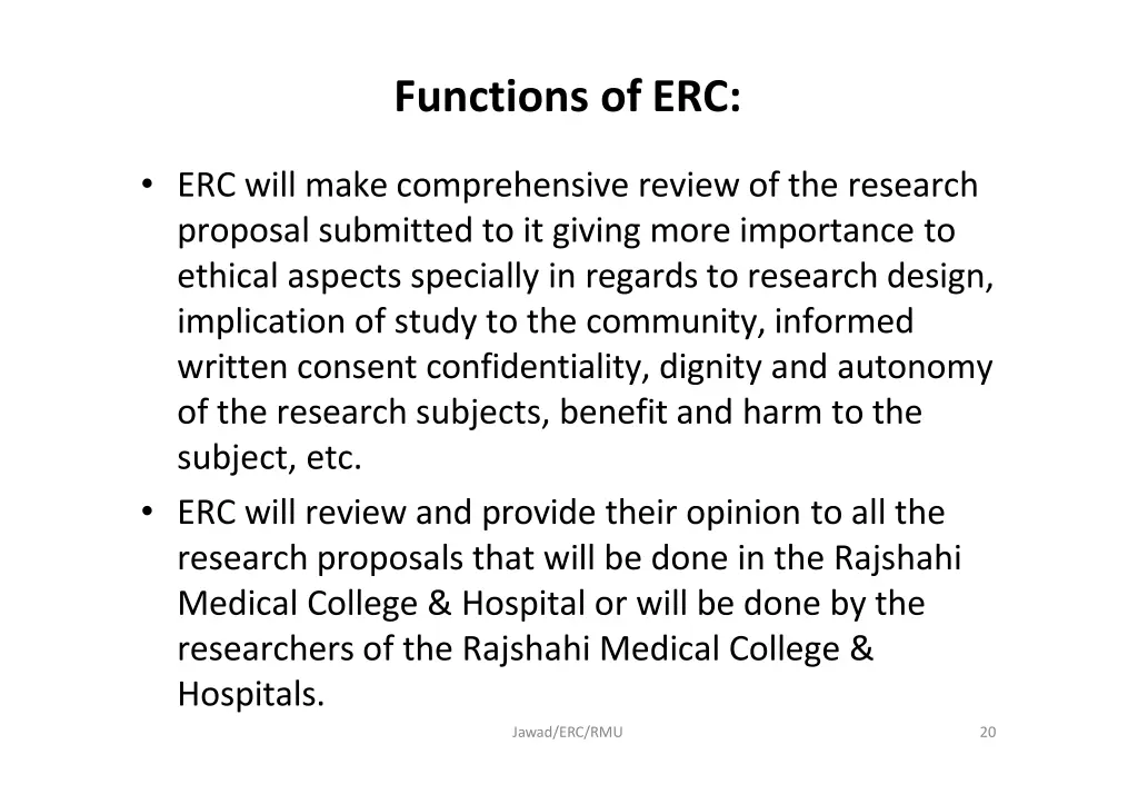 functions of erc