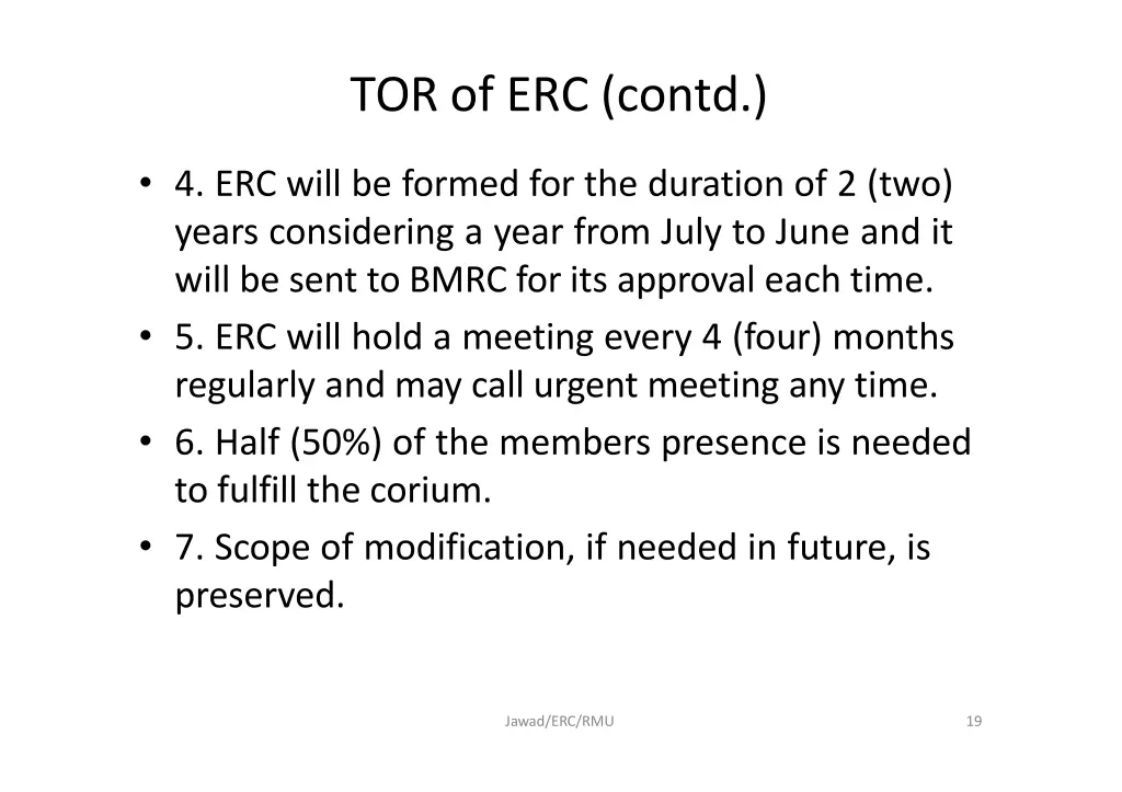 tor of erc contd