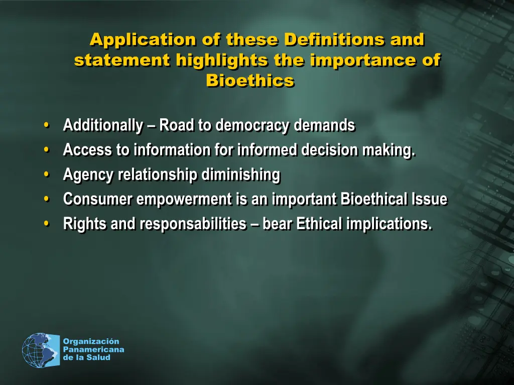 application of these definitions and statement