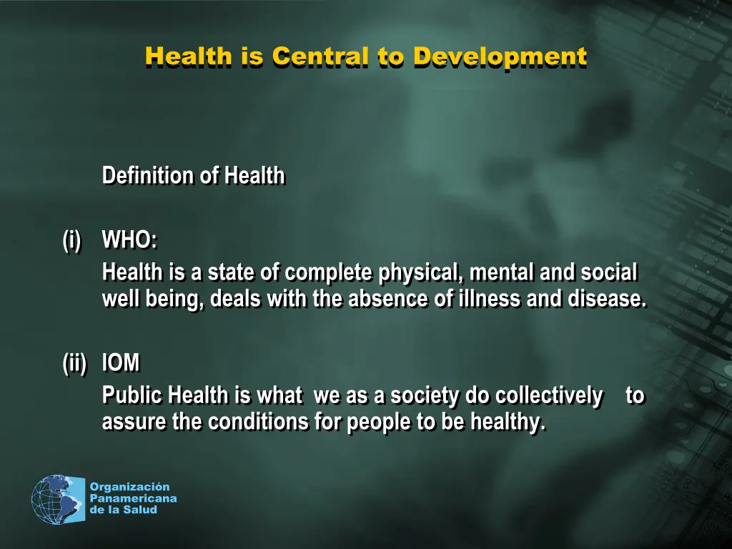 health is central to development