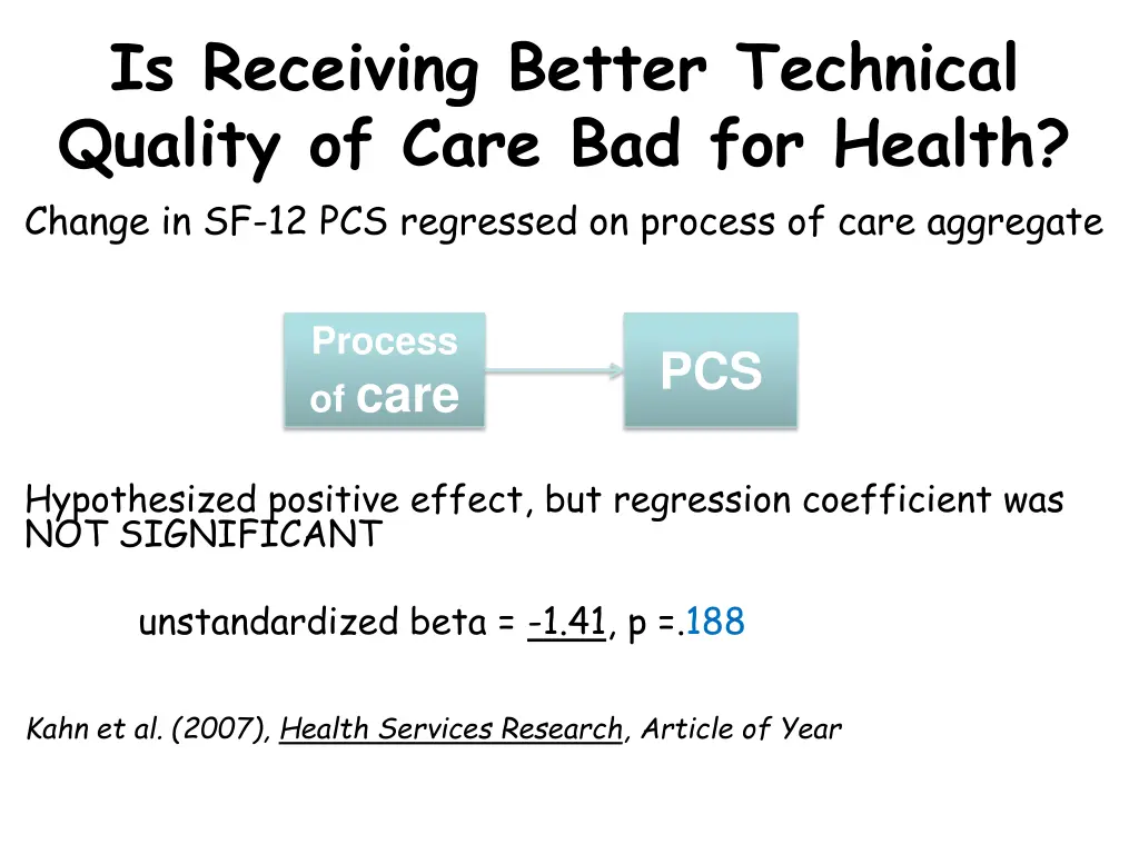 is receiving better technical quality of care