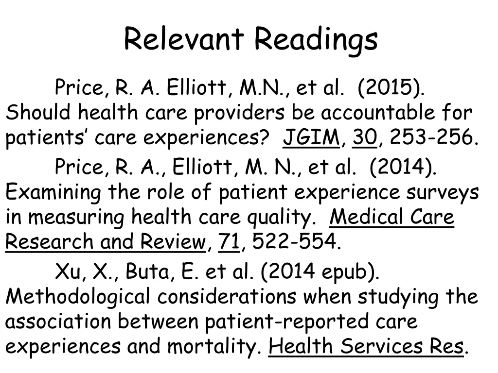 relevant readings