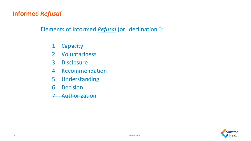informed refusal