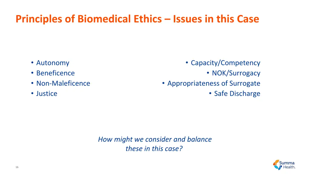 principles of biomedical ethics issues in this