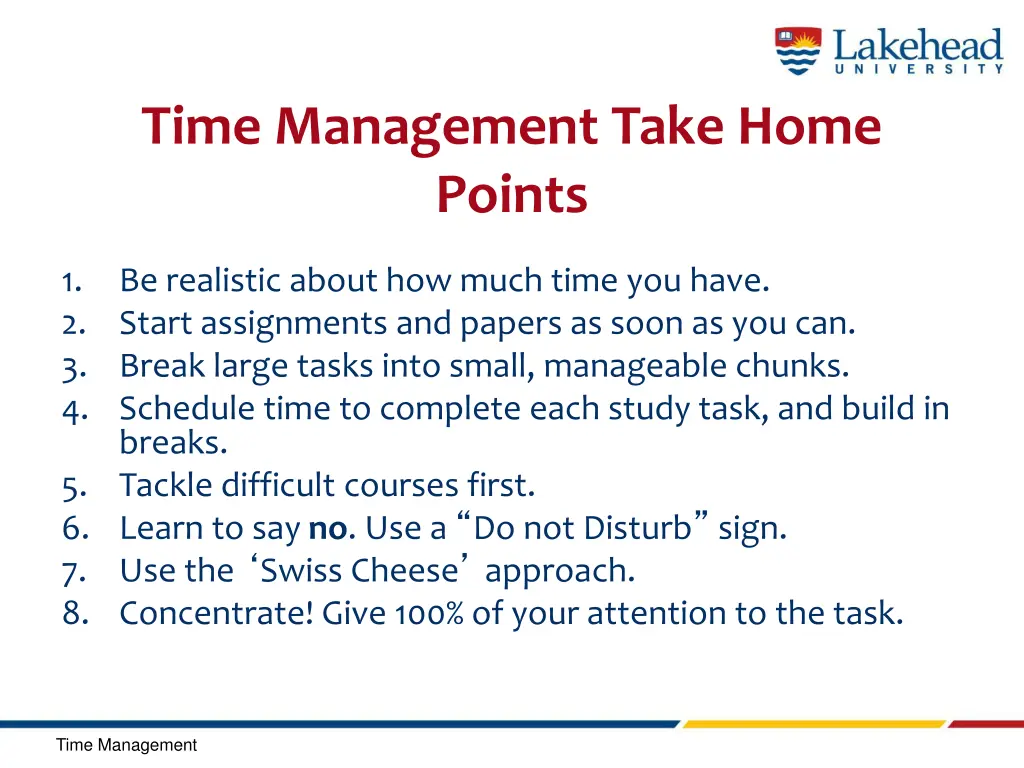 time management take home points