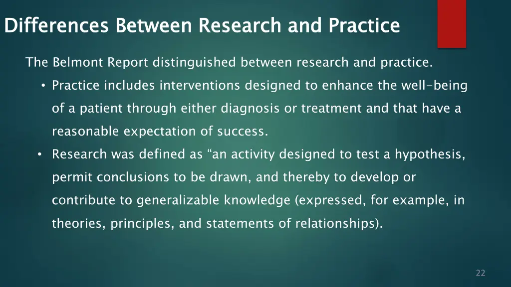 differences between research and practice