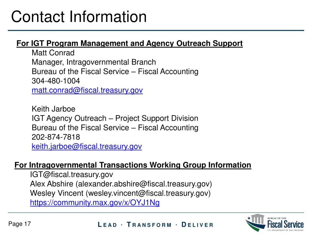 contact information