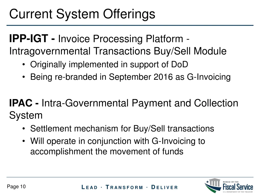 current system offerings