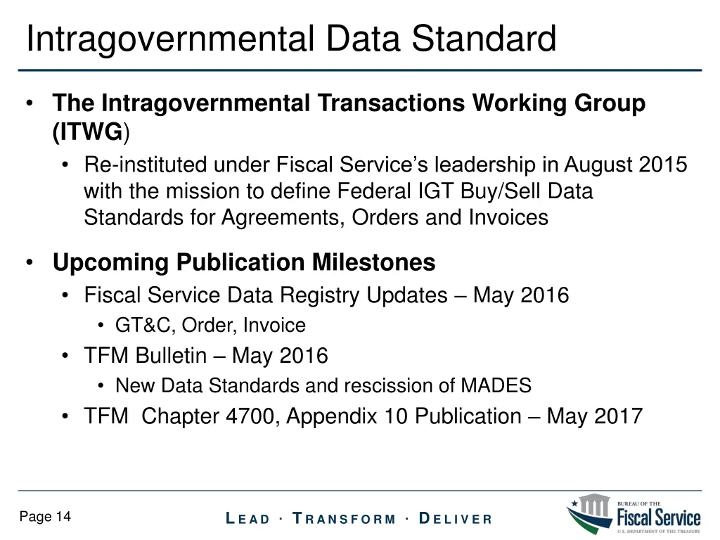 intragovernmental data standard
