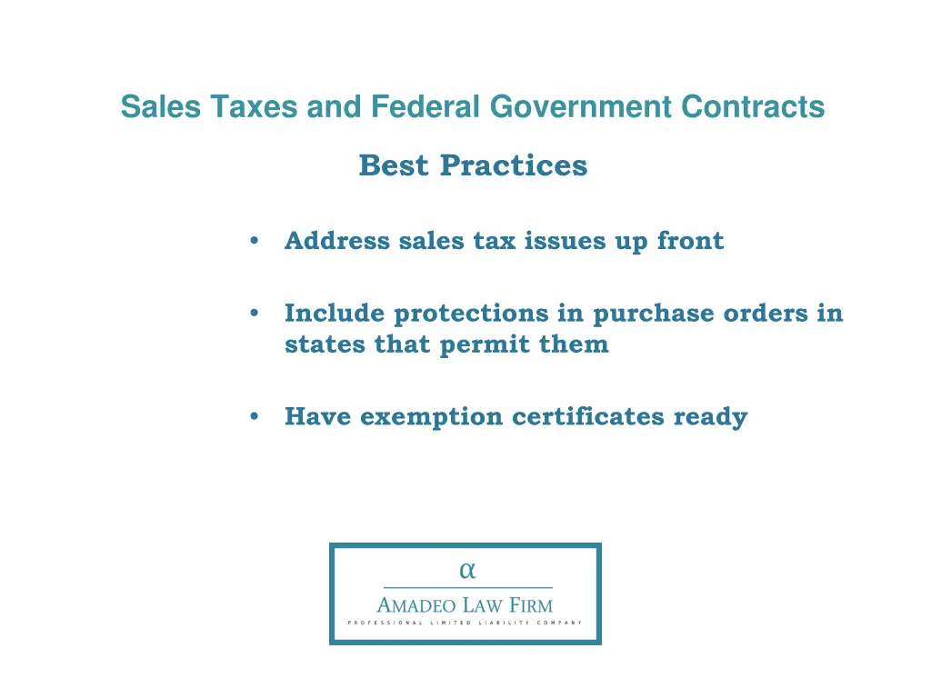sales taxes and federal government contracts 11