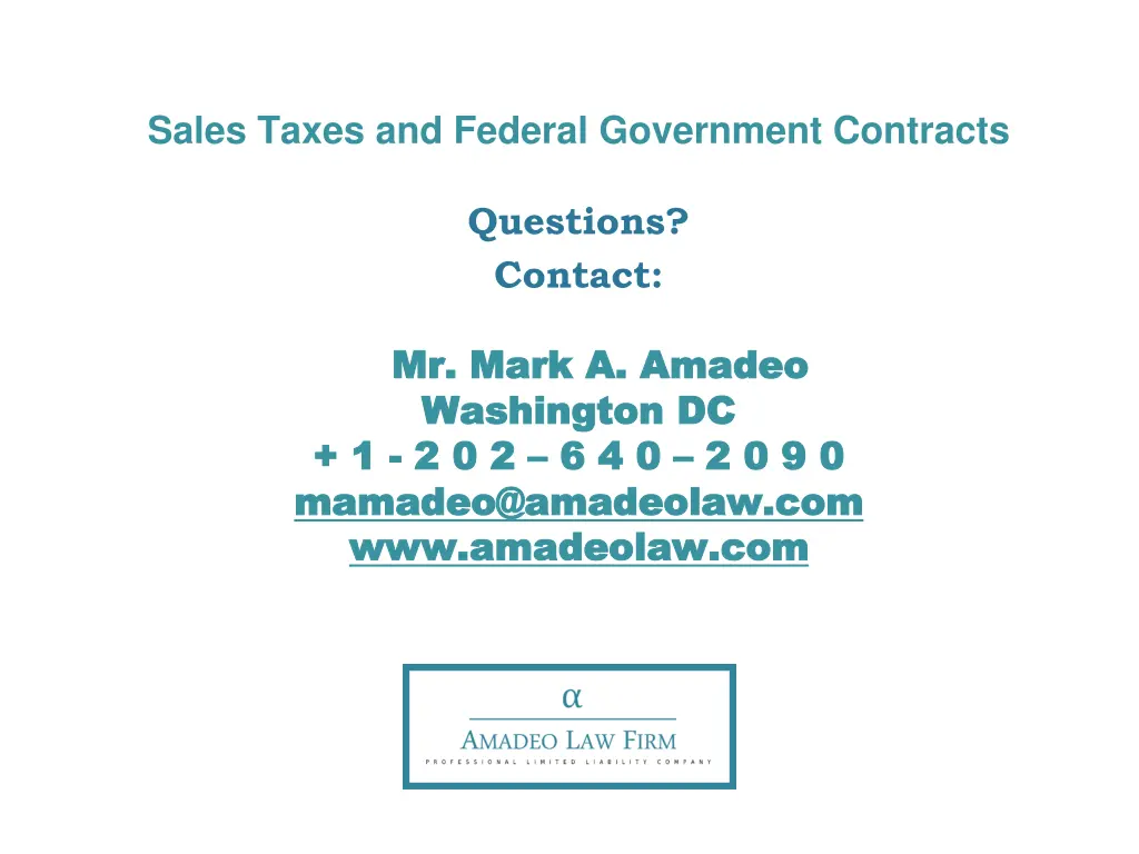 sales taxes and federal government contracts 12
