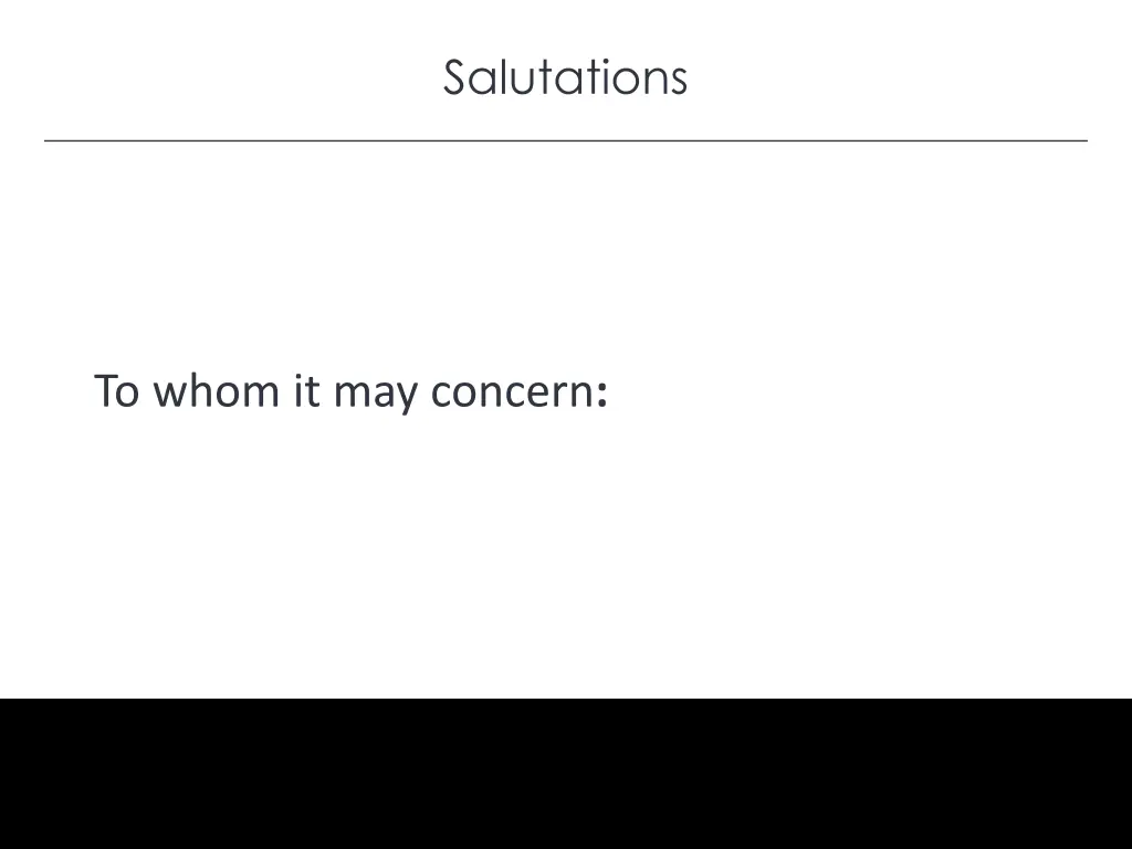 salutations