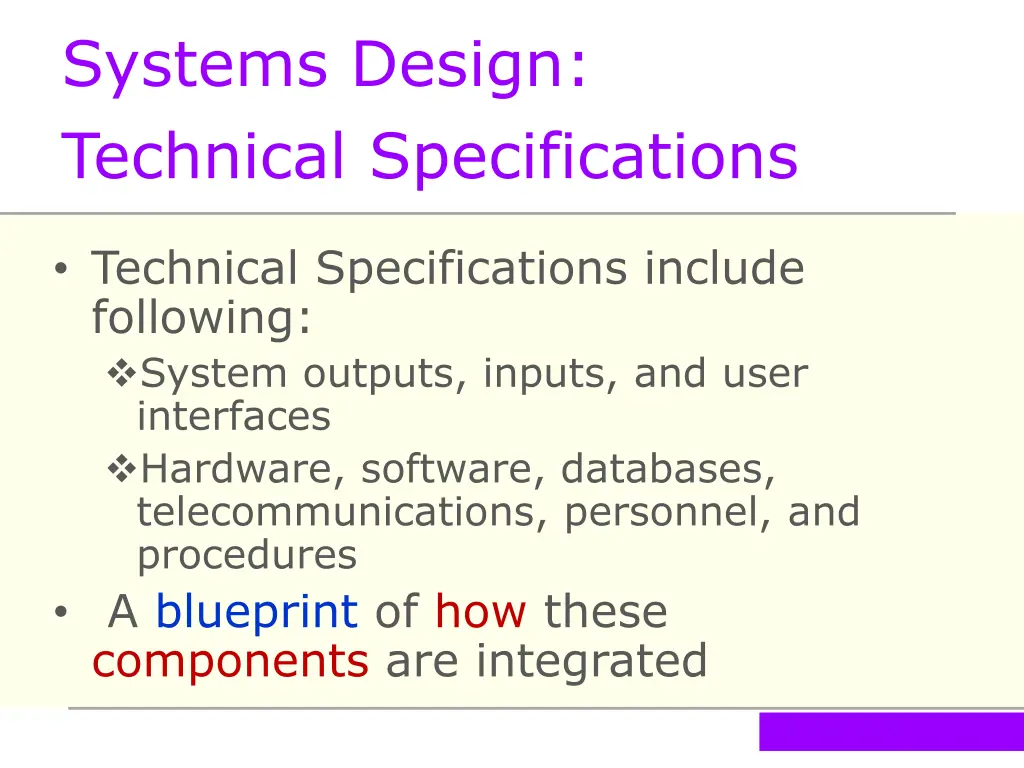 systems design technical specifications
