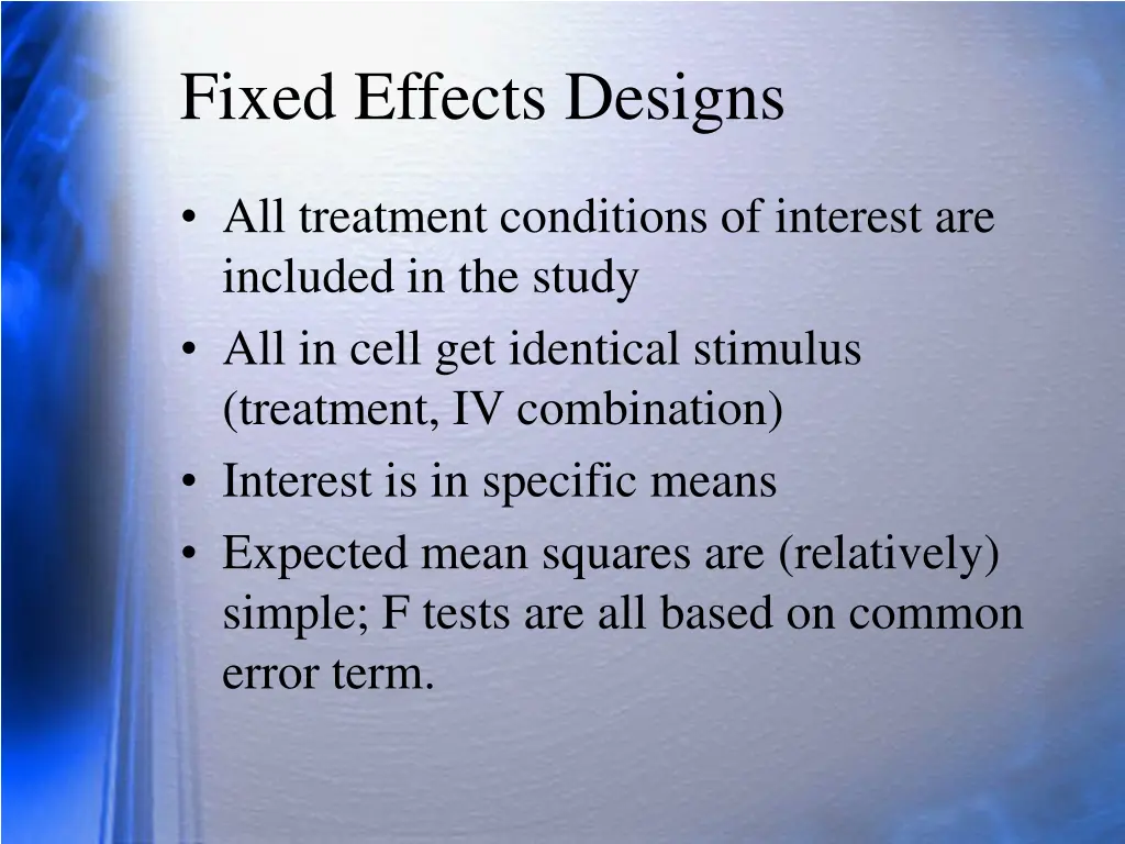 fixed effects designs