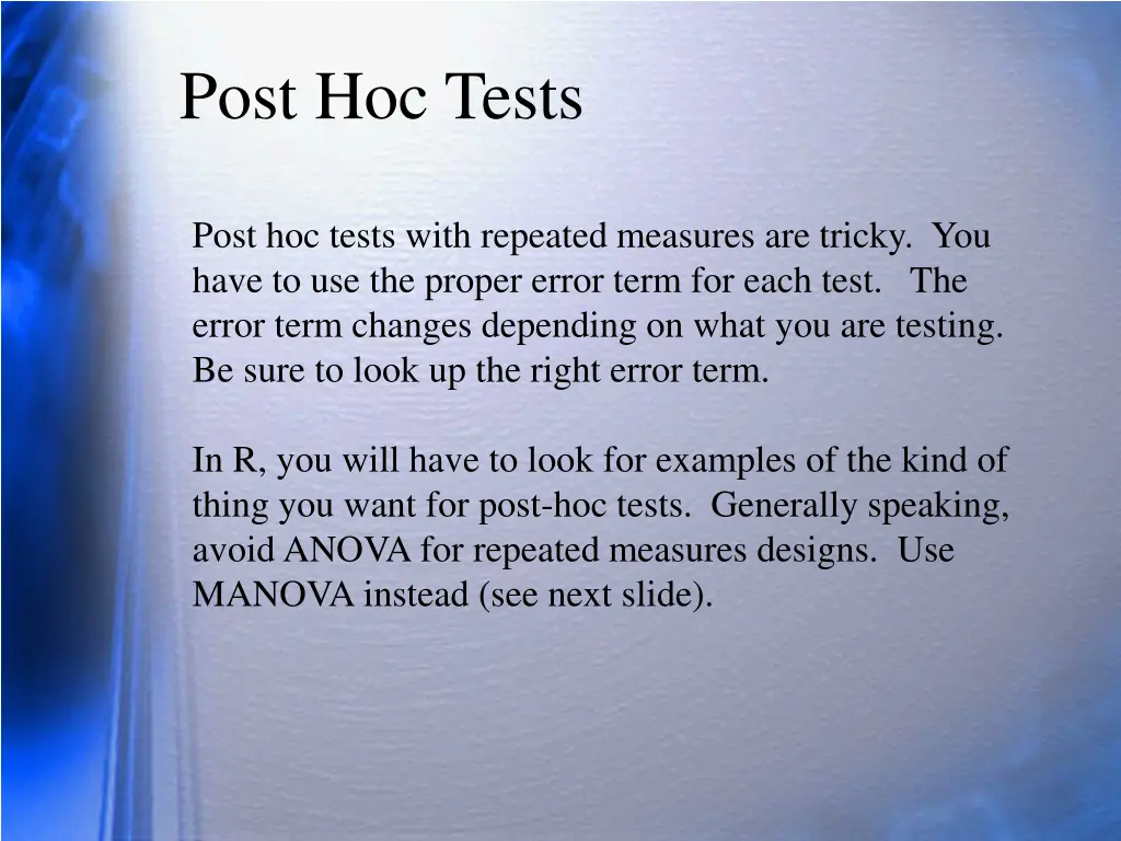 post hoc tests