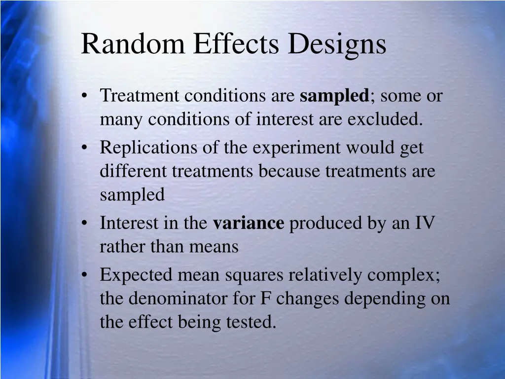 random effects designs