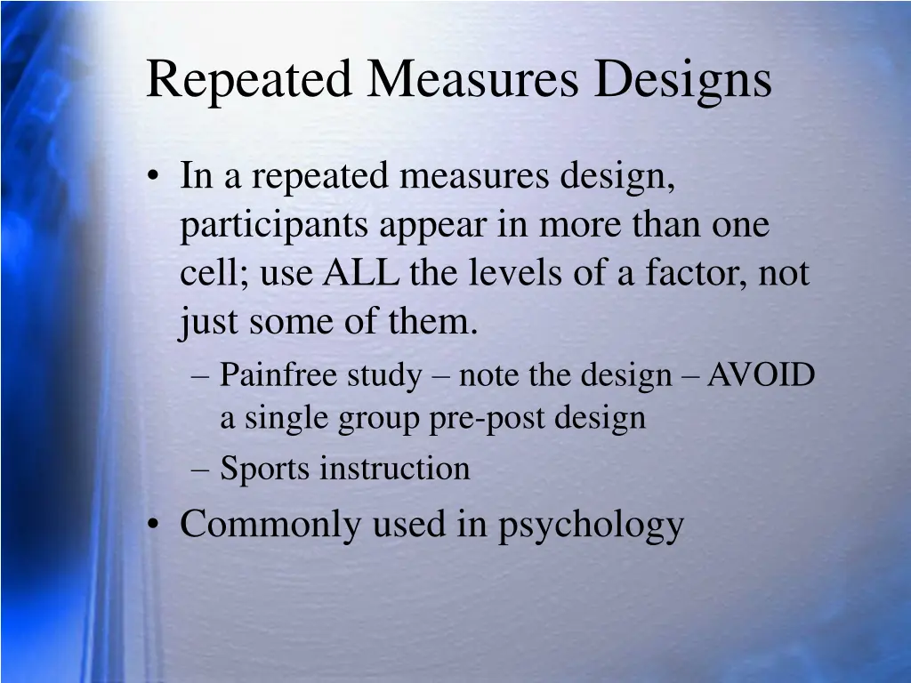 repeated measures designs