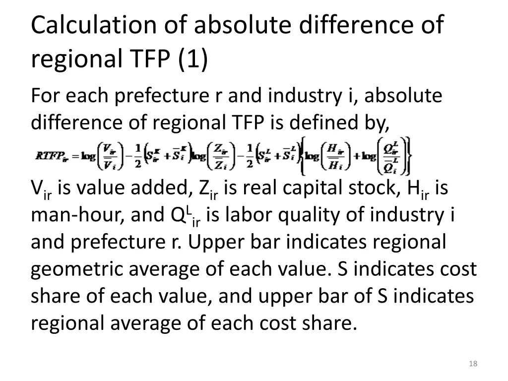 calculation of absolute difference of regional