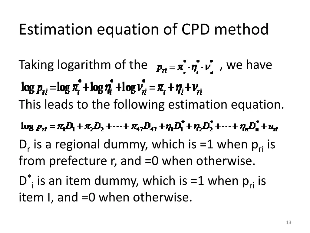 estimation equation of cpd method