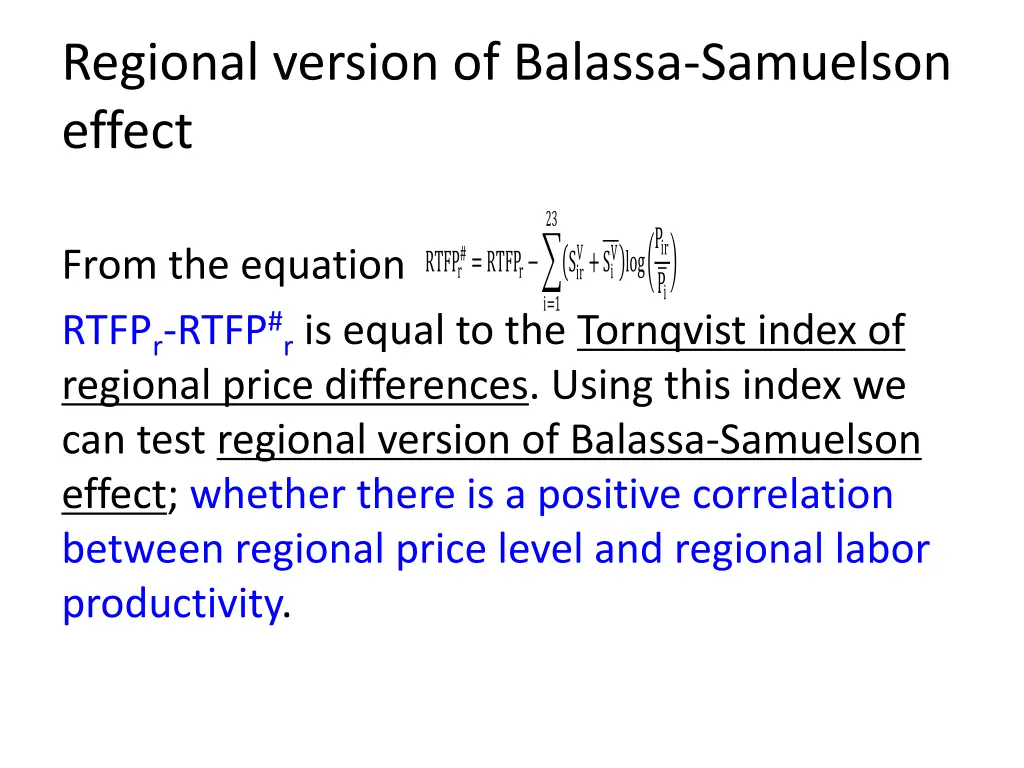 regional version of balassa samuelson effect