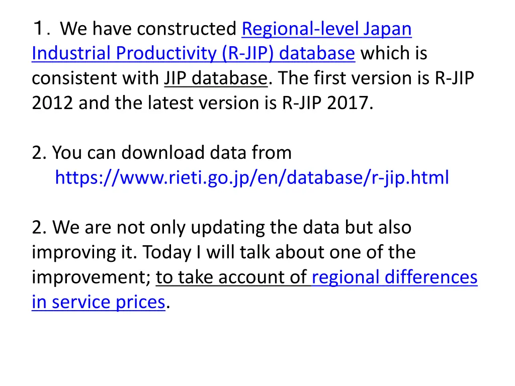 we have constructed regional level japan