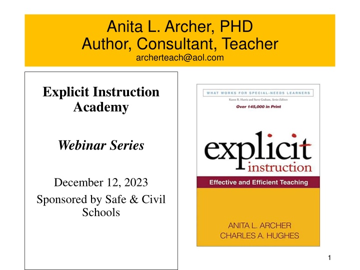anita l archer phd author consultant teacher