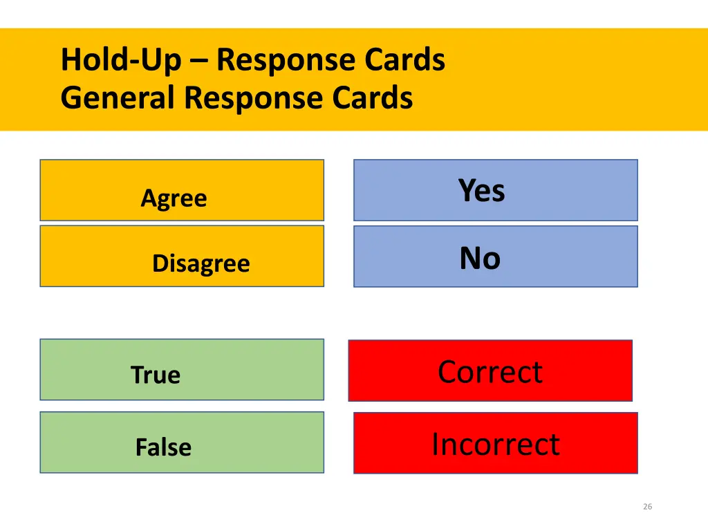 hold up response cards general response cards