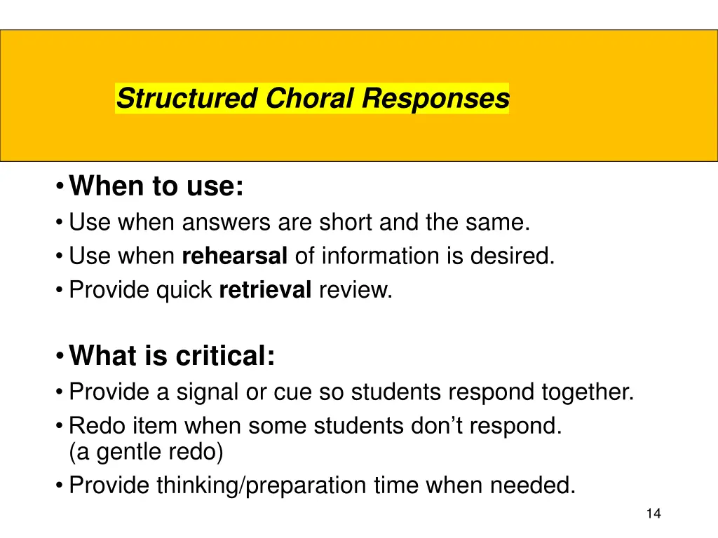 structured choral responses
