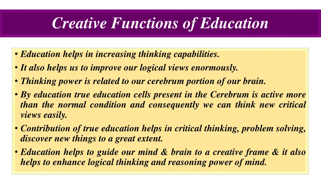 creative functions of education