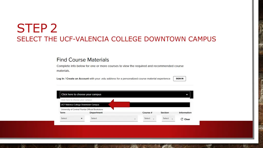 step 2 select the ucf valencia college downtown