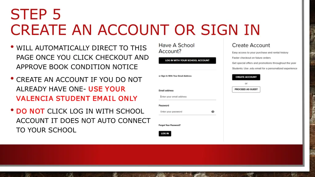 step 5 create an account or sign in will