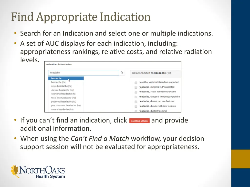 find appropriate indication