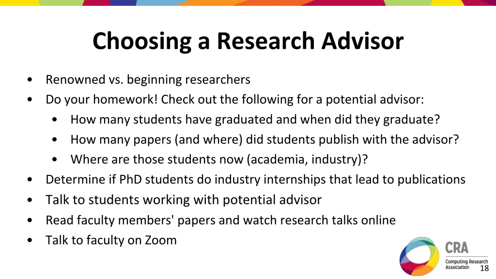 choosing a research advisor