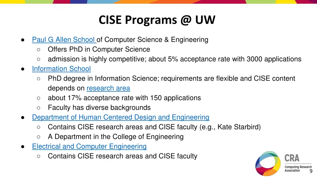 cise programs @ uw