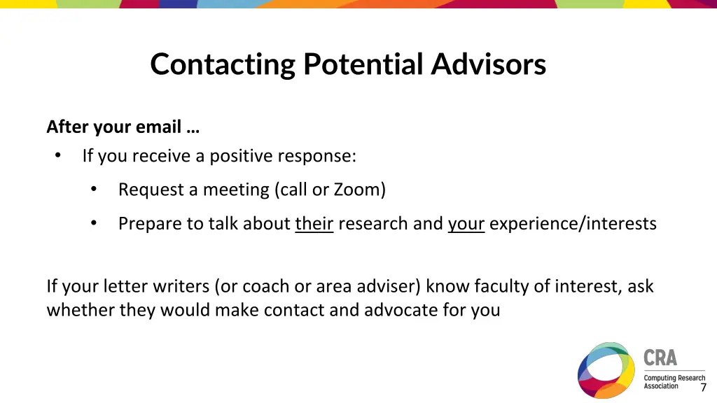 contacting potential advisors 1