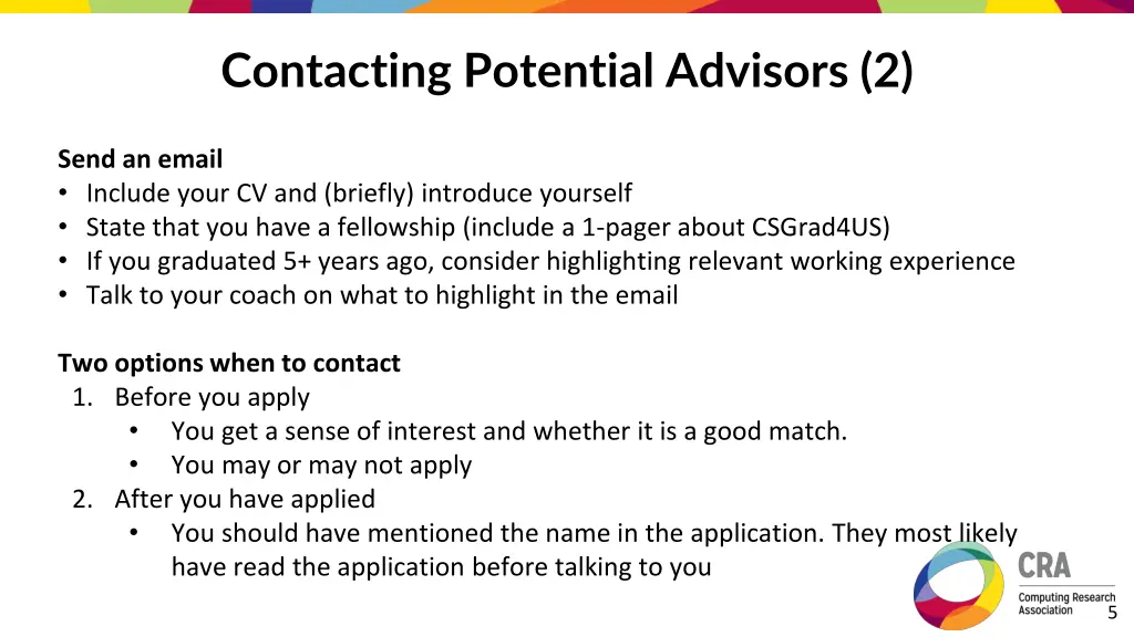 contacting potential advisors 2